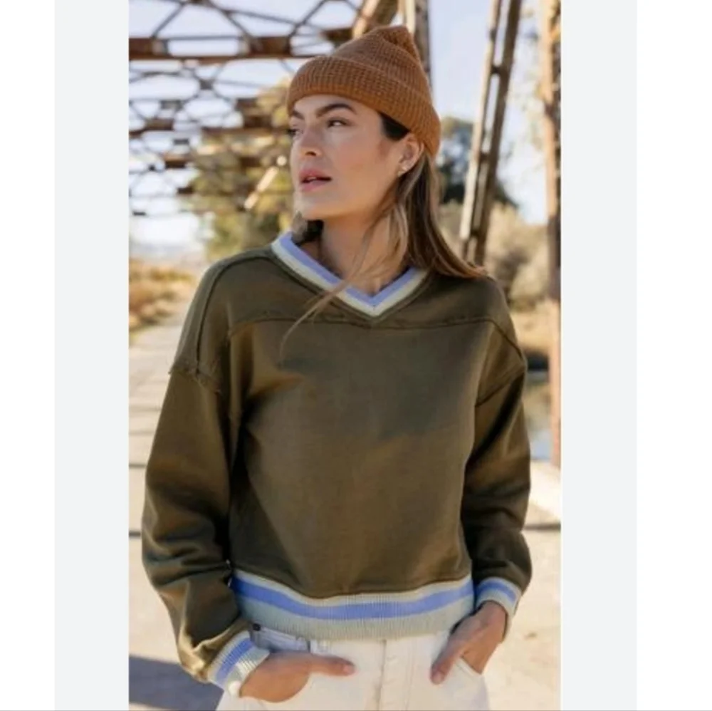Free People Rio Sweatshirt Seaweed Green‎ Combo
